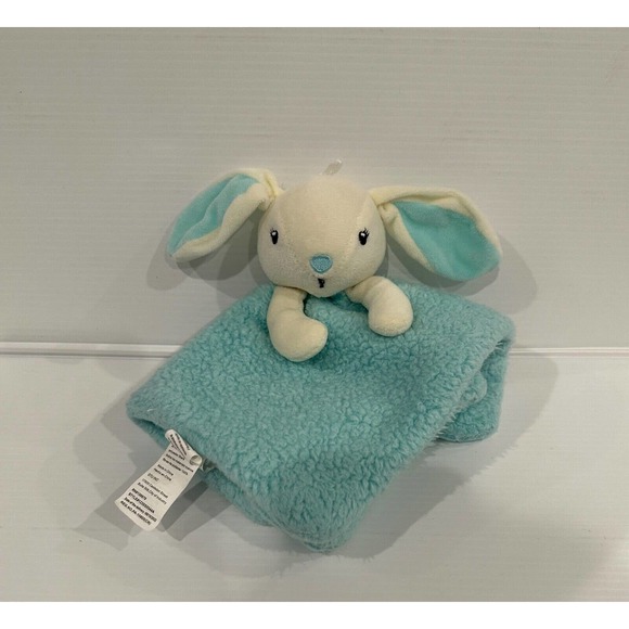 DTU Inc Bunny Rabbit Teal Blue Plush Toy Baby Lovey Security Blanket Soother - Picture 2 of 8